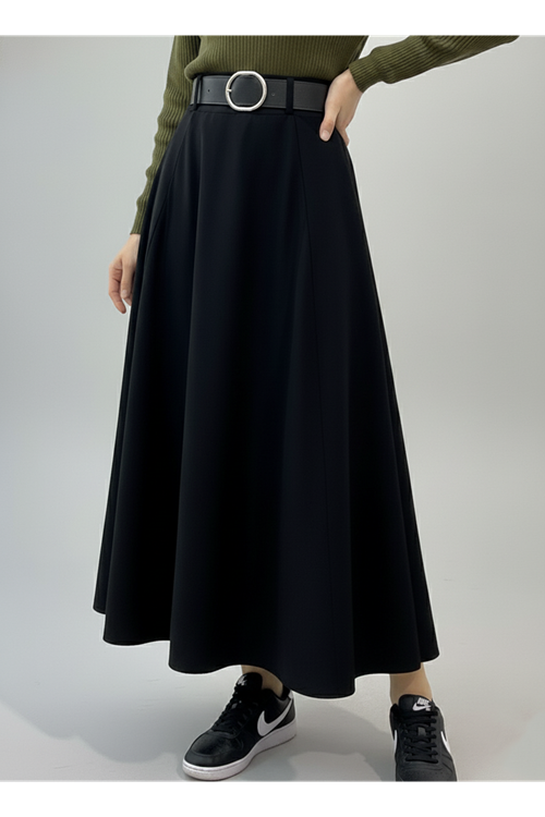 Kelebek Detaylı Etek-Siyah