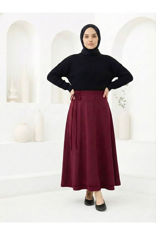 Ön Kapak Detay Scuba Etek-Bordo