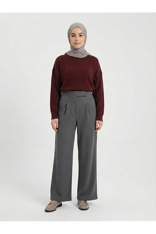 Cırt Bantlı Pantolon-Antrasit