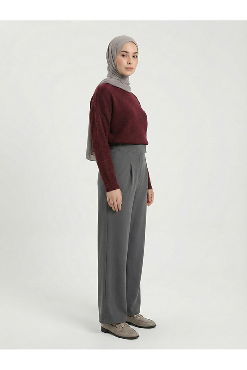 Cırt Bantlı Pantolon-Antrasit