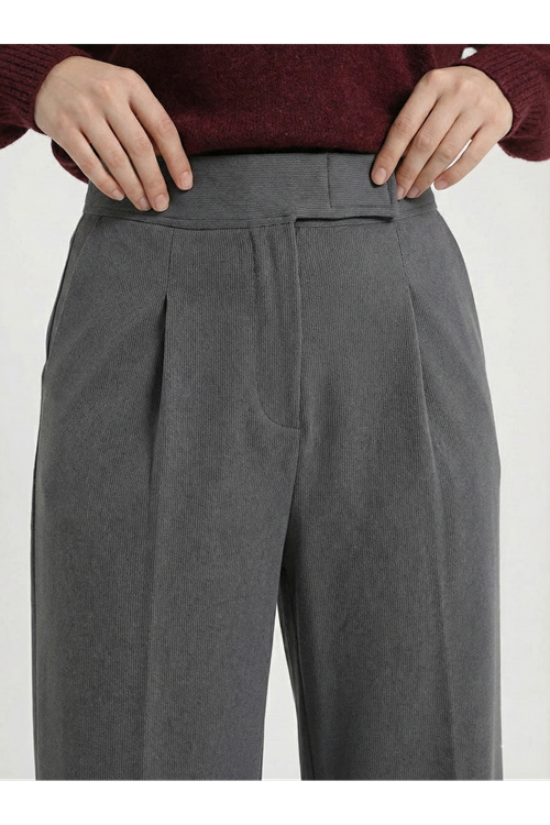 Cırt Bantlı Pantolon-Antrasit