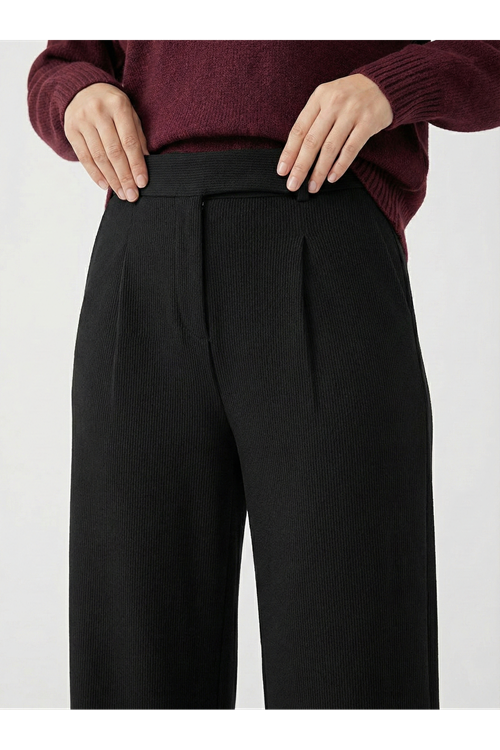 Cırt Bantlı Pantolon-Siyah