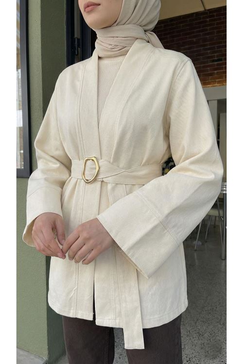 Geniş Manşet Kuşak Detay Ceket-Taş