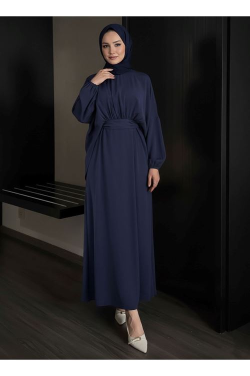 Bağlamalı İkili Elbise-Lacivert