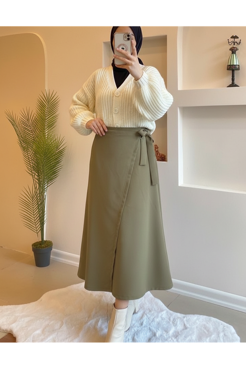 Ön Kapak Detay Atlas  Etek-Açık Haki