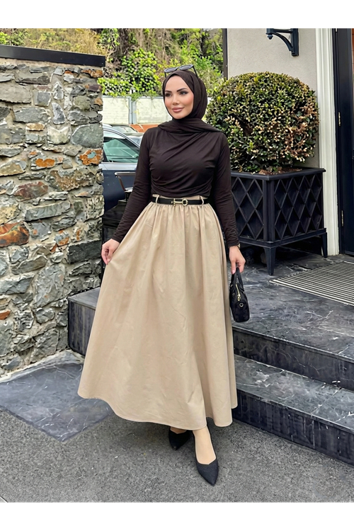 Kemer Detay Terikoton Etek-Karamel