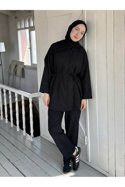 Roba Detay Pantolonlu Takım-Siyah