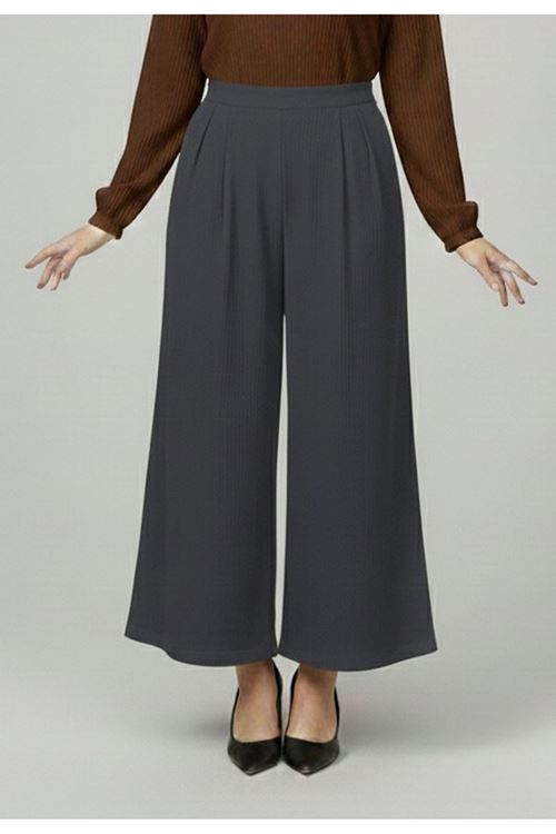 Cırt Bantlı Scuba Krep Pantolon-Antrasit