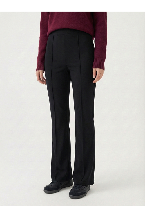 İspanyol Paça Scuba Pantolon-Siyah