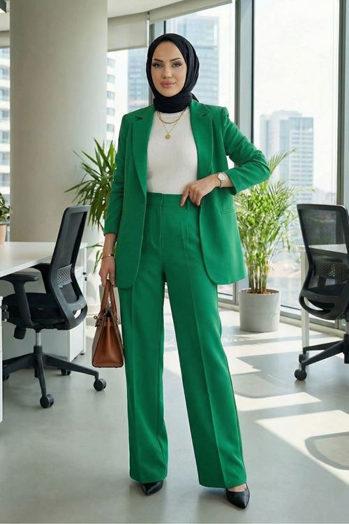 Retro Palazzo Takım-Açık Yeşil