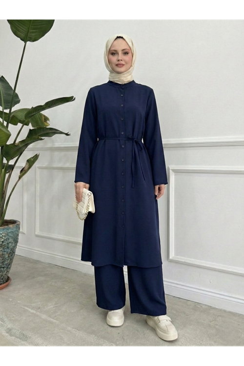 Hakim Yaka Uzun Pantolonlu Takım-Lacivert
