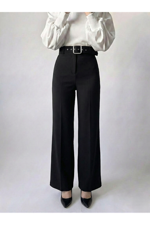 Kemer Detay Pantolon-Siyah