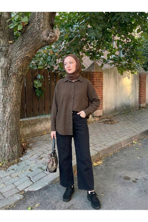 Arka Roba Detay Tunik-Kahve