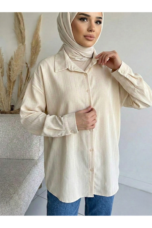 Kendinden Çizgili Tunik-Taş