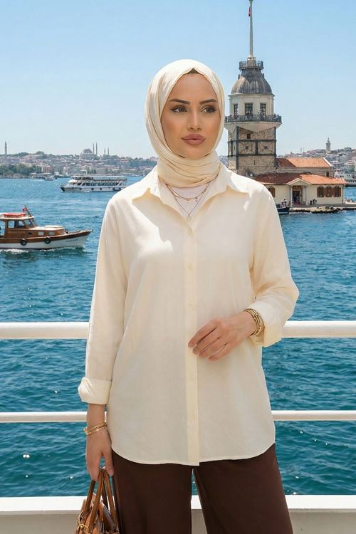 Klasik Terikoton Tunik-Ekru