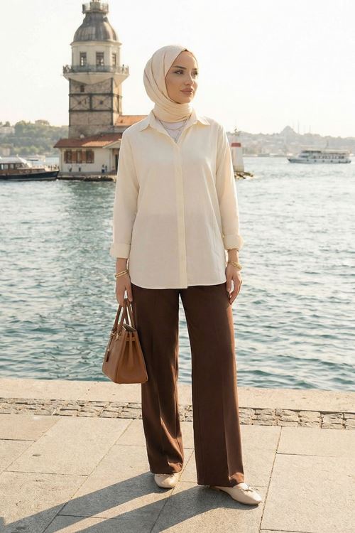 Klasik Terikoton Tunik-Ekru