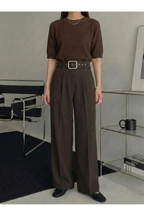 Kemer Detay Pantolon-Kahve