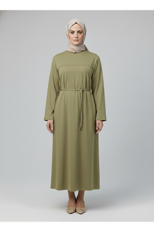 Ön Roba Detay İki İplik Elbise-Mint