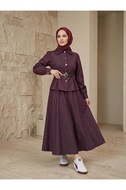 Ön Arka Pensli Etekli Takım-Bordo