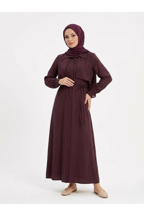 Aller Detay Patlı Elbise-Bordo