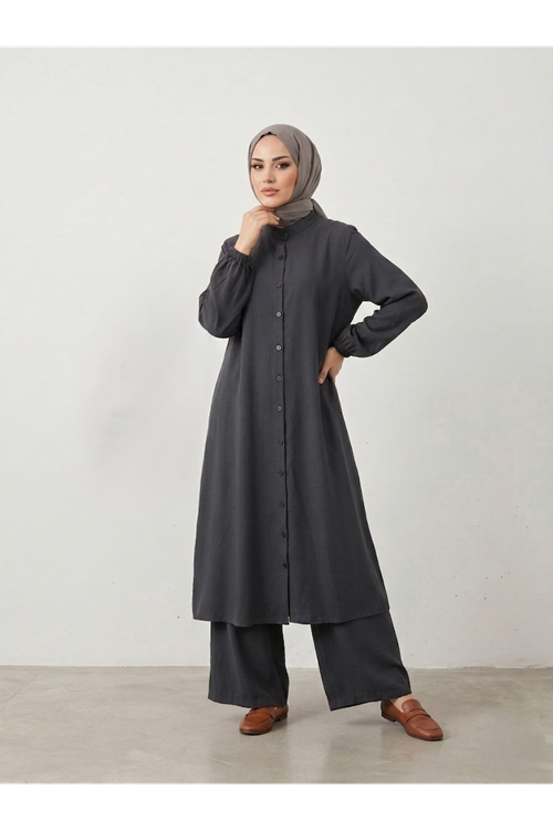 Hakim Yaka Uzun Pantolonlu Takım-Antrasit