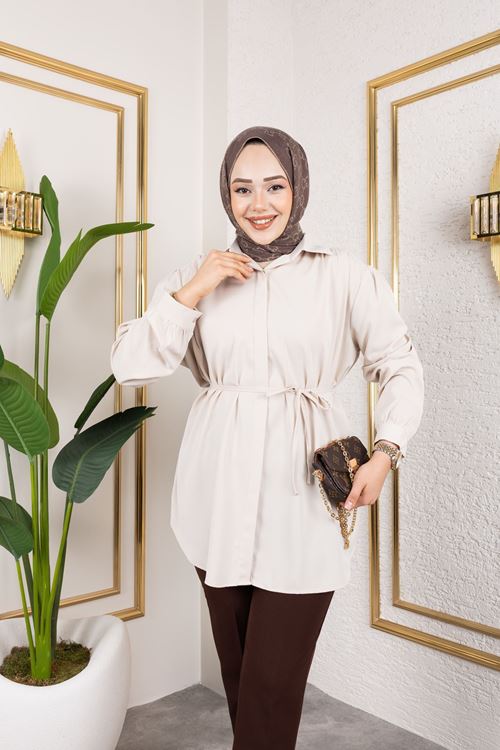 Omuz Büzgü Detay Tunik-Taş