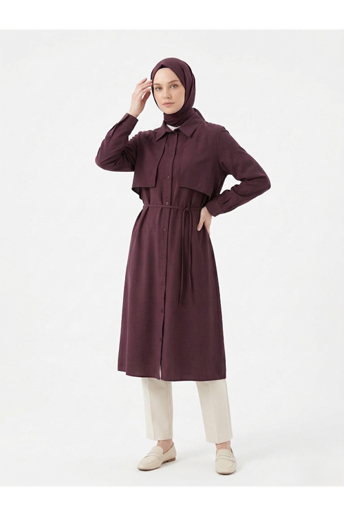 Çift Taraflı Aller Uzun Tunik-Bordo