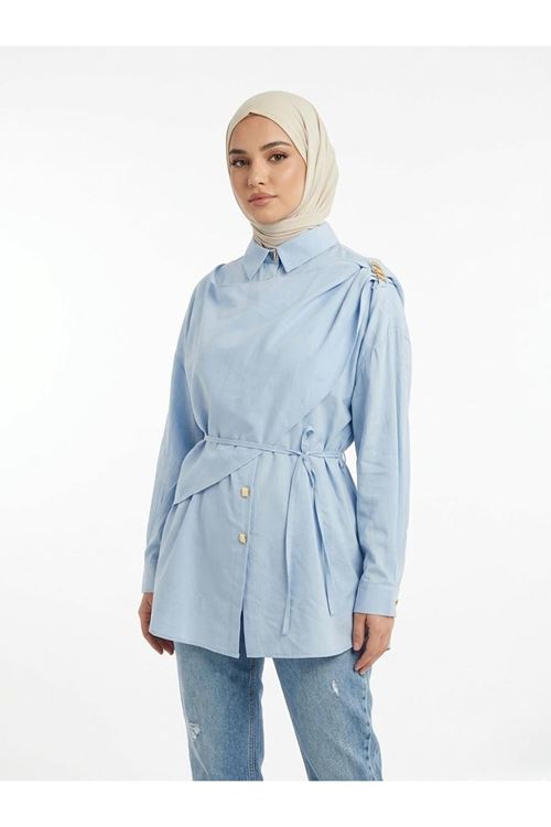 Omuz Toka Detay Aller Tunik-Mavi