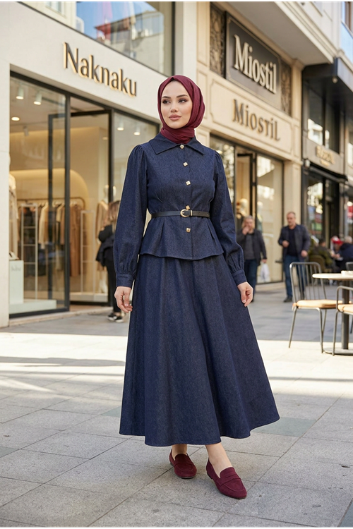 Ön Arka Pensli Etekli Takım-Lacivert