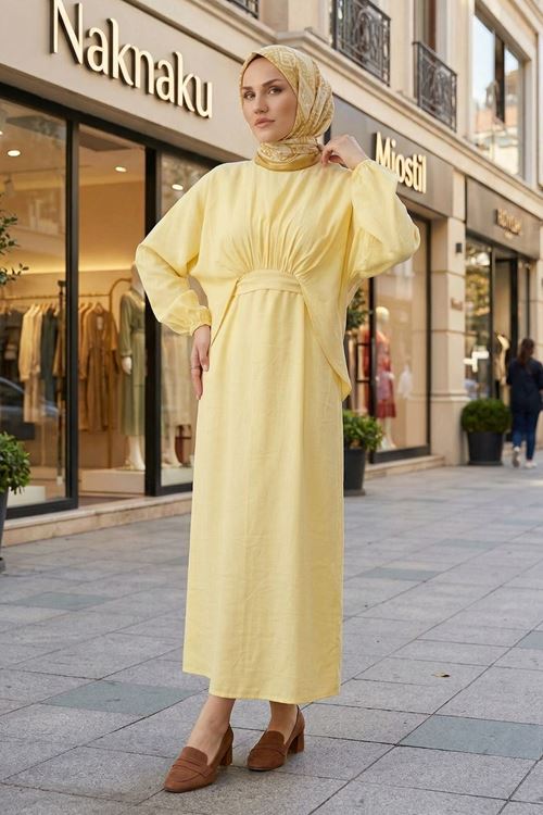 Bağlamalı İkili Elbise-Sarı