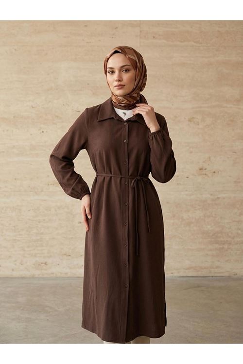 Uzun Tensel Tunik-Kahve