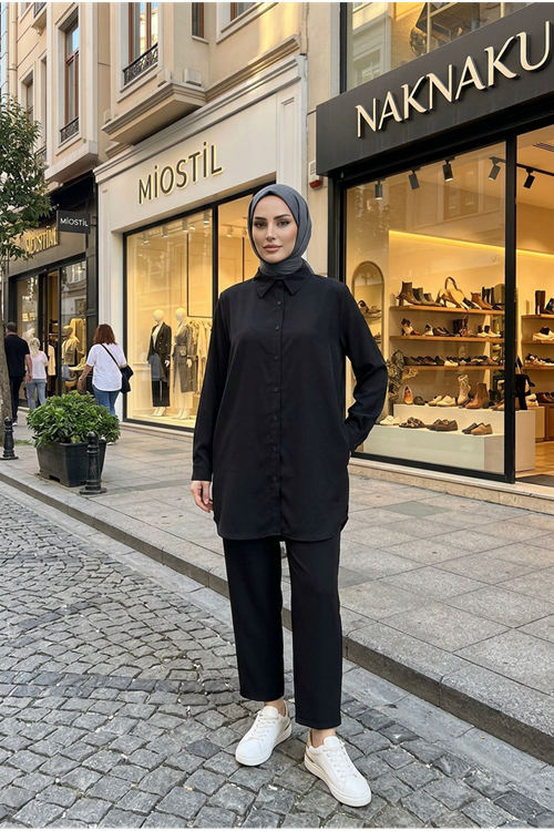 Klasik Dubai Tunik-Siyah