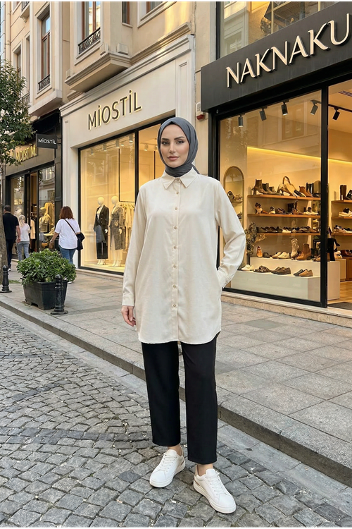 Klasik Dubai Tunik-Ekru