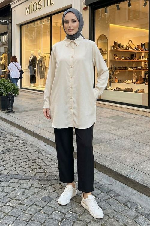 Klasik Dubai Tunik-Ekru