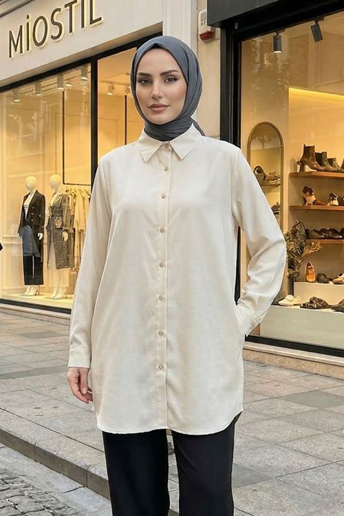 Klasik Dubai Tunik-Ekru