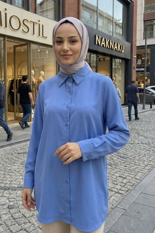 Klasik Dubai Tunik-İndigo