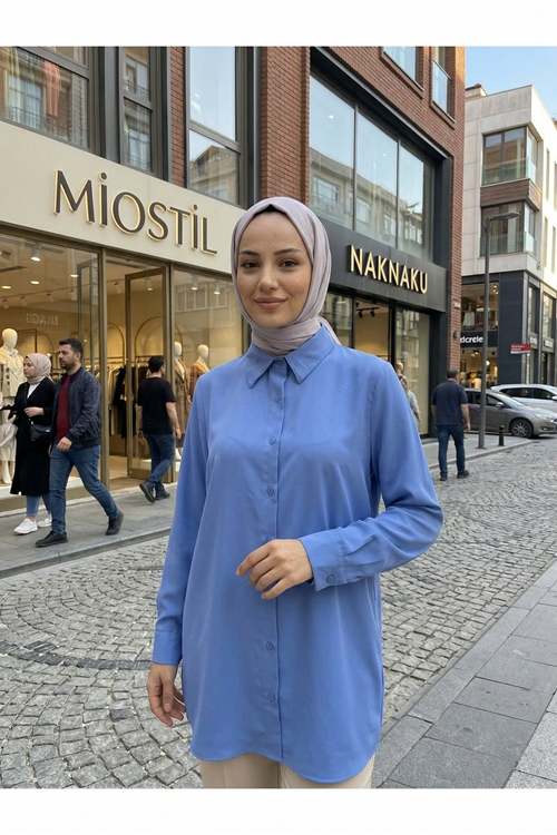Klasik Dubai Tunik-İndigo