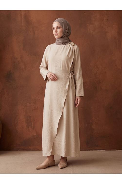 Omuz Pİle Toka DetayTensel  Elbise-Taş
