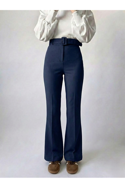 İspanyol Paça Dabıl Pantolon-Lacivert