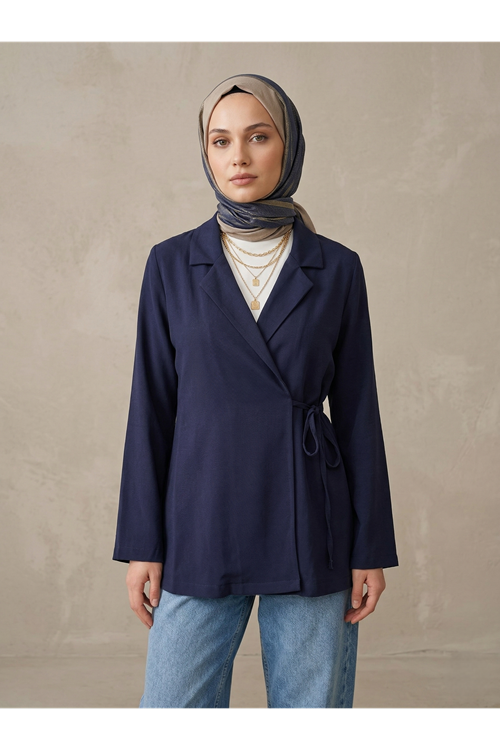 Yandan Bağlamalı Ceket-Lacivert