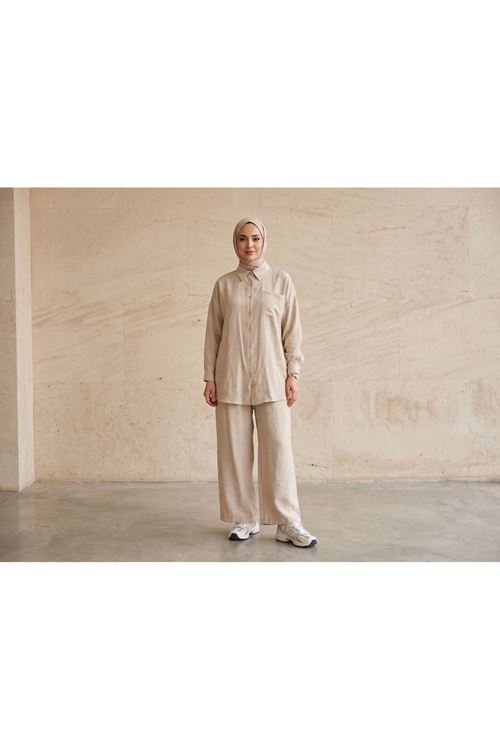 Cep Detay Pantolonlu Takım-Taş