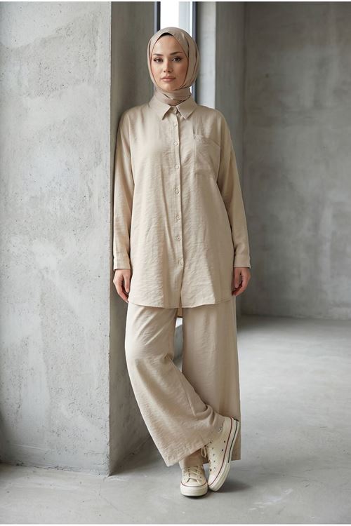 Cep Detay Pantolonlu Takım-Taş