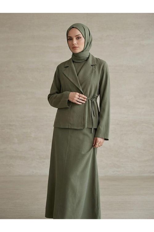 Ceketli İkili Elbise-Haki