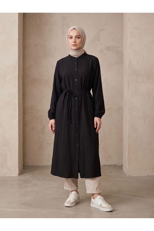 Hakim Yaka Uzun Tunik-Siyah