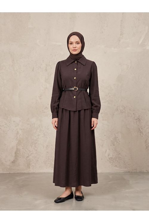 Ön Pensli Etekli Takım-Kahve