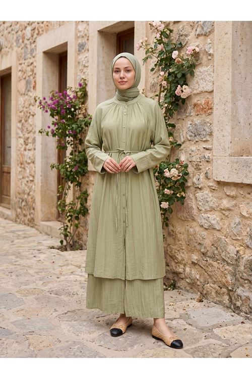 Hakim Yaka Uzun Pantolonlu Takım-Haki