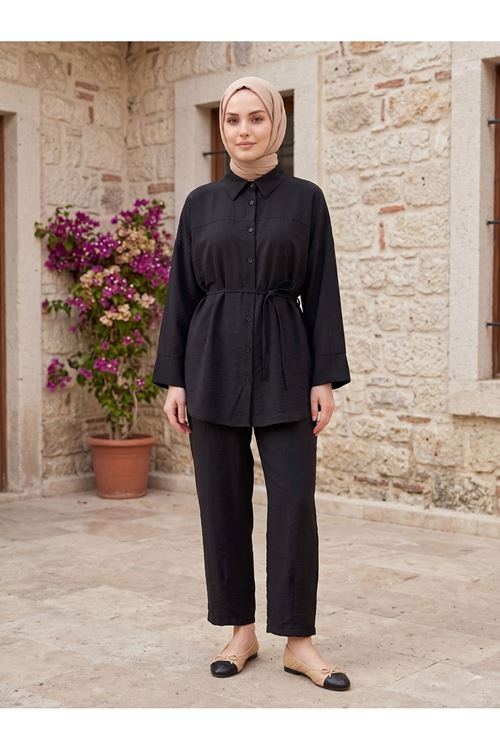 Paça Pensli Takım-Siyah