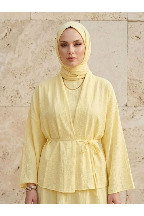 İkili Çilek Elbise-Sarı