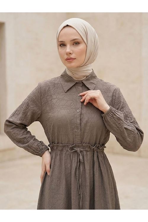 Beli Tünelli Elbise-Duman