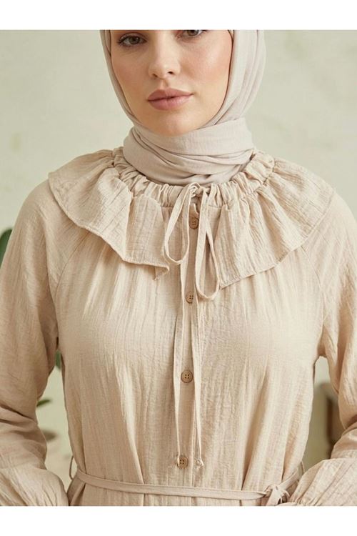 Yaka Tünelli Elbise-Taş
